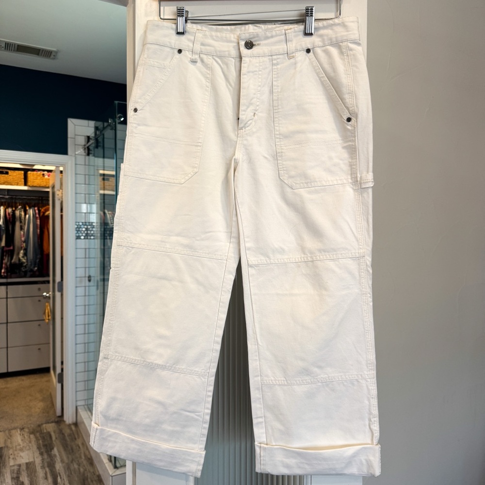Sundance White Carpenter Style Cropped Pants